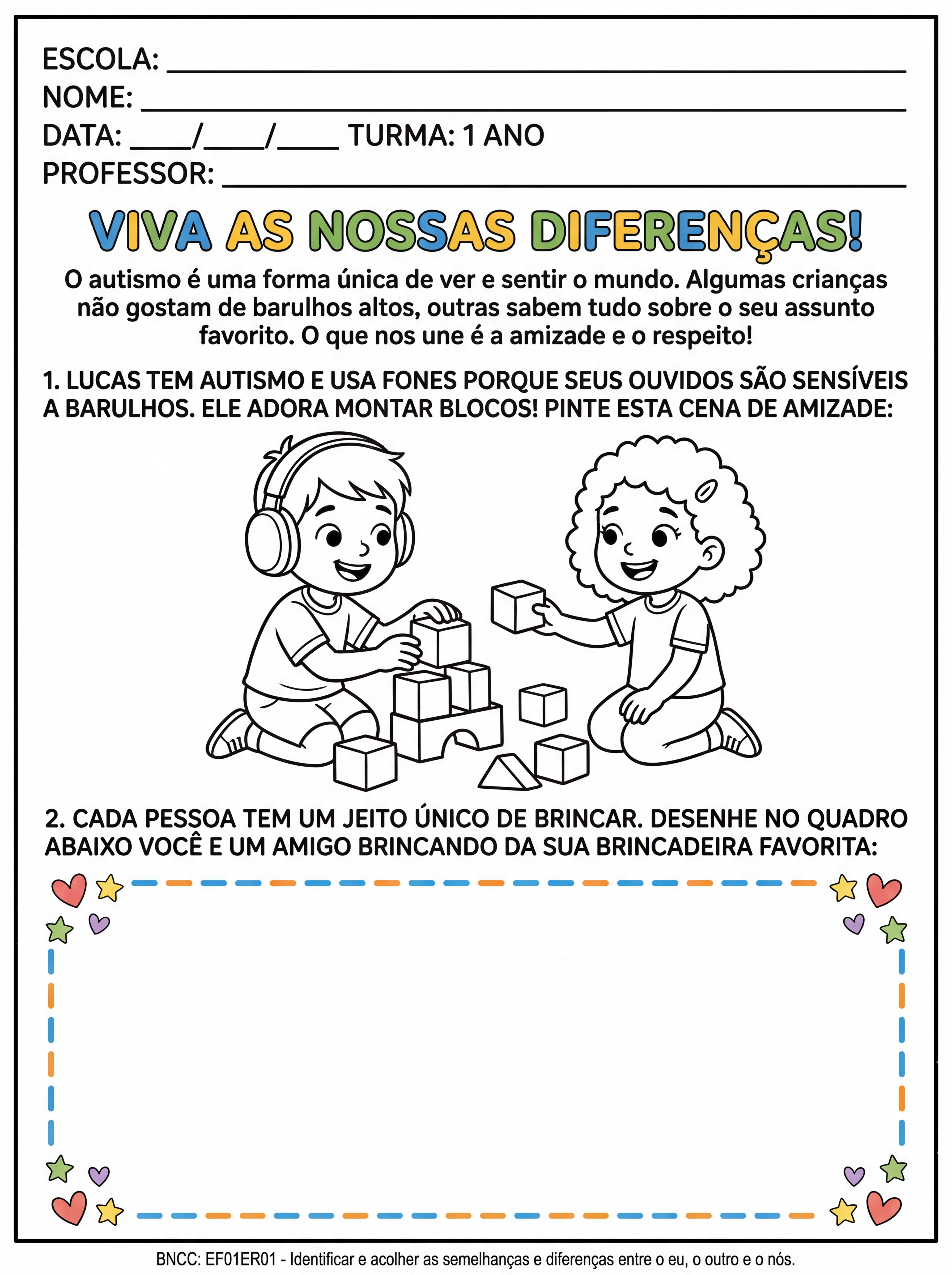 Atividade: atividades sobre autismo para 1 ano do ensino fundamental