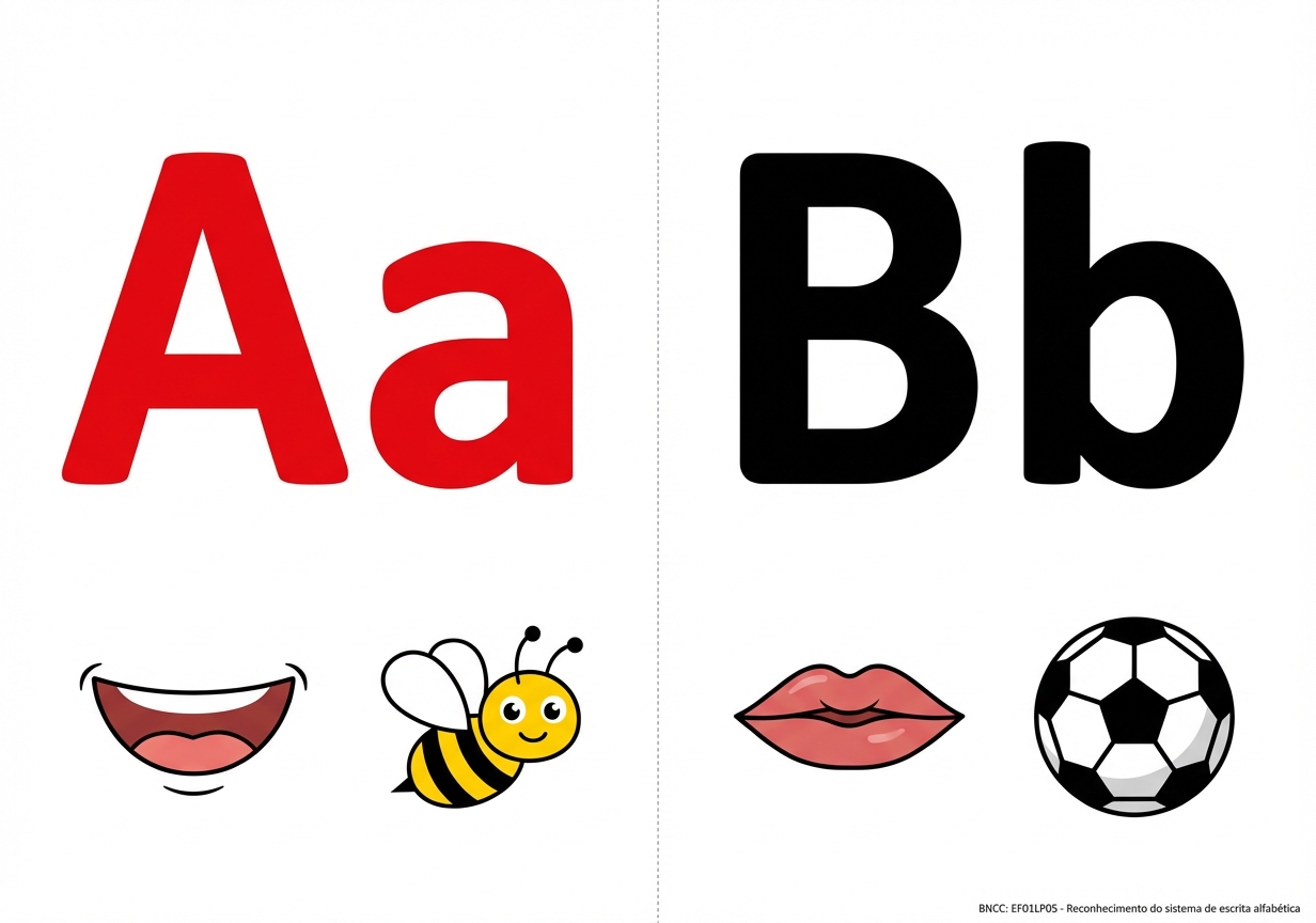 Atividade: Faça o alfabeto fônico com a boquinha que representa o som.
Letra em bastão maiúsculo e minúsculo.
2 letra por folha separada em 2 colunas , que caiba em toda a folha para impressão
Tire o cabeçalho, as letras pontilhados, o título.
Faça apenas as letras Aa, Bb com o desenho, na folha em formato paisagem
Pinte as vogais em vermelho e as consoantes em preto
Quero que faça assim com todas as letras do alfabeto
Faça a letra maior do que o desenho e mantenha o formato