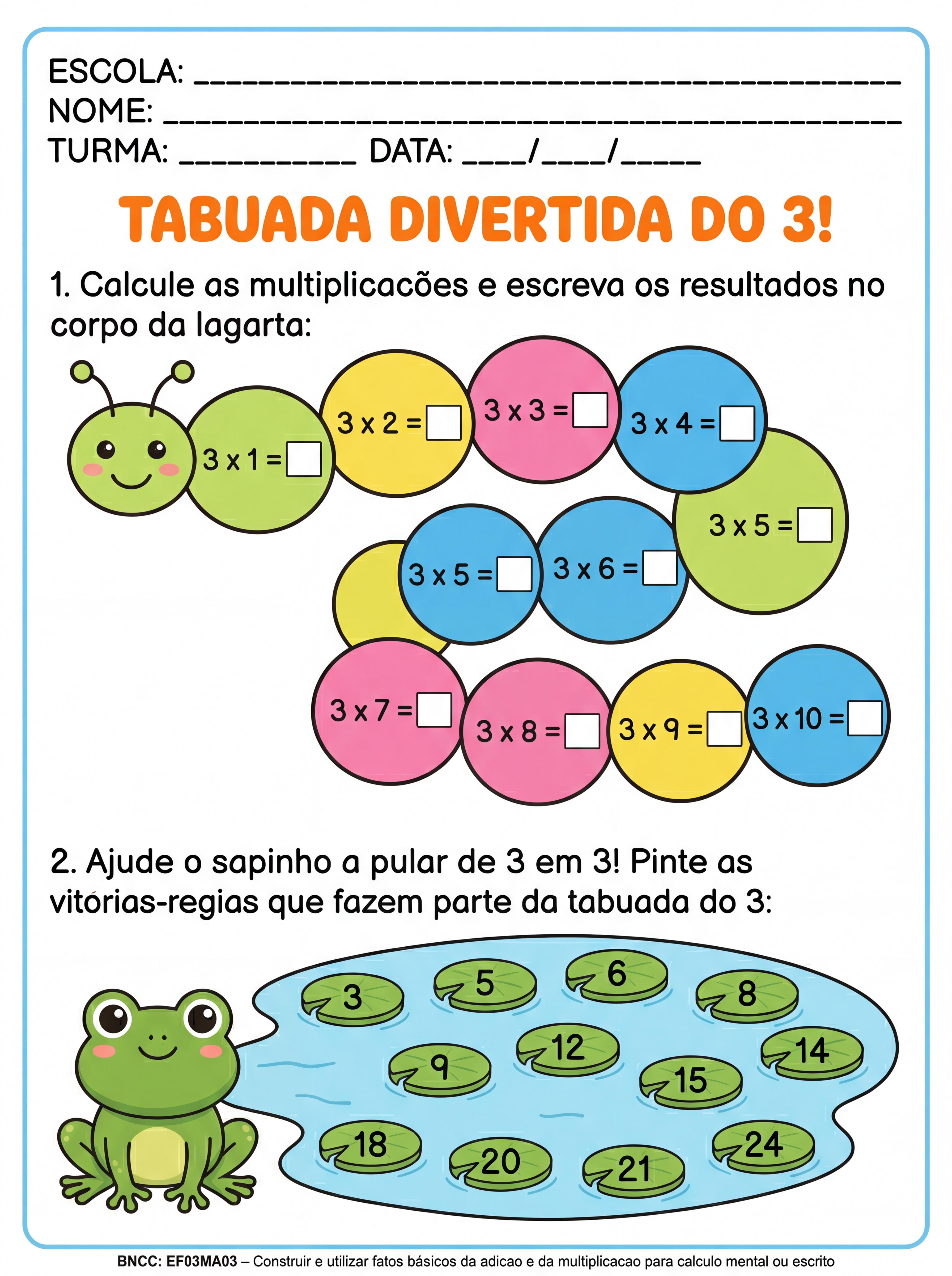 Atividade: tabuada divertida do 3