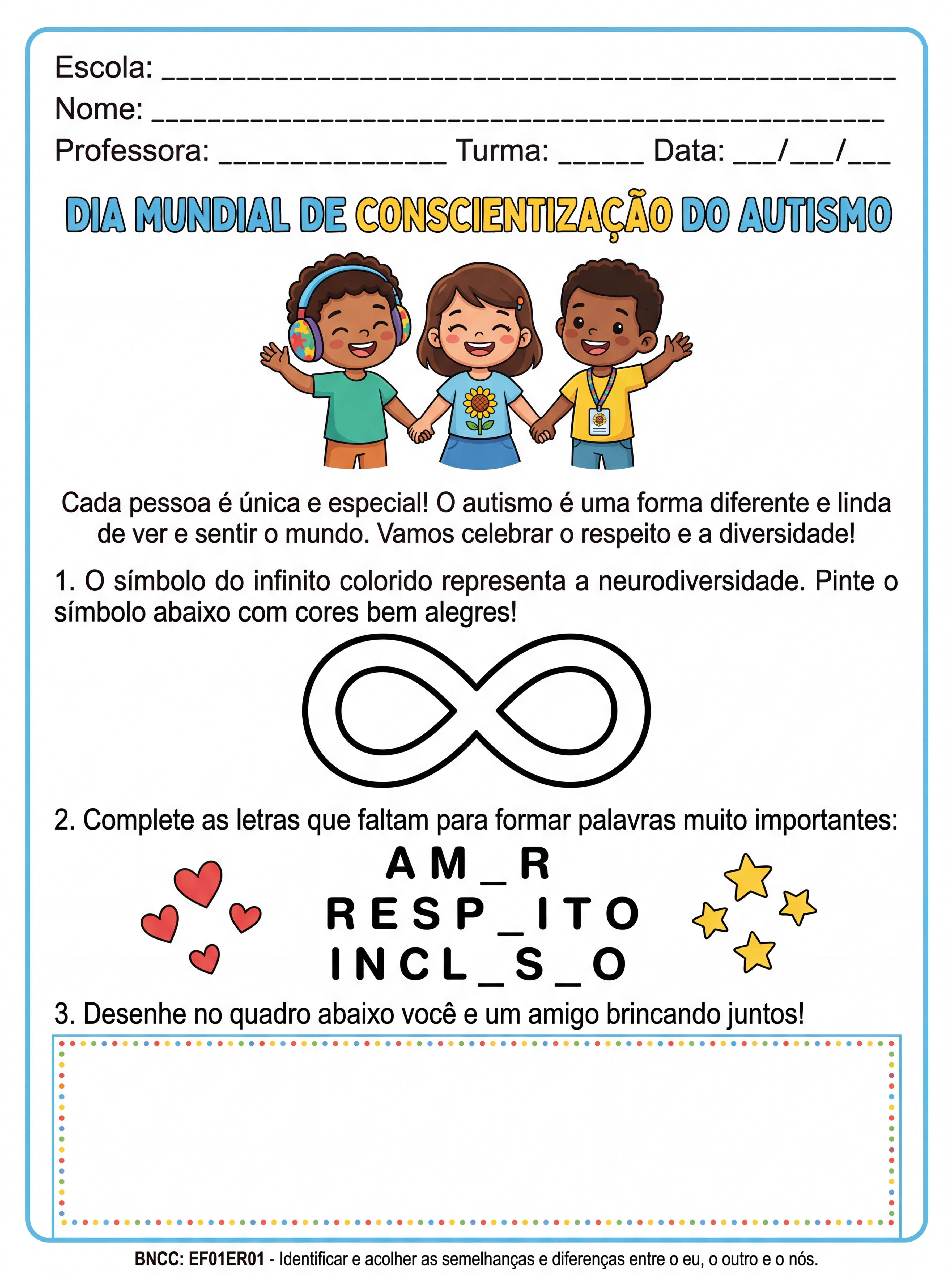 Atividade: atividade sobre dia do autismo