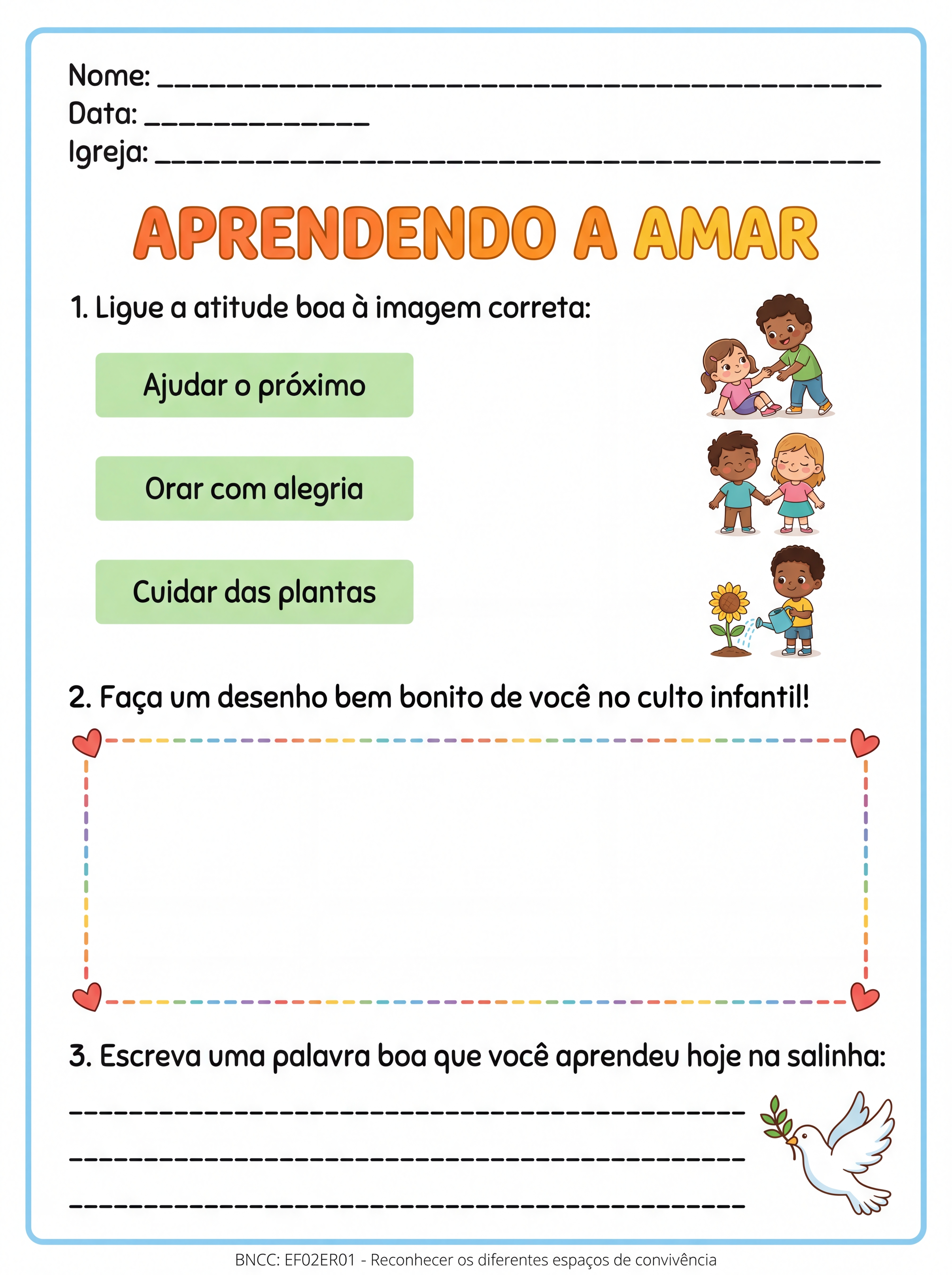 Atividade: Atividades incluído as para culto infantil