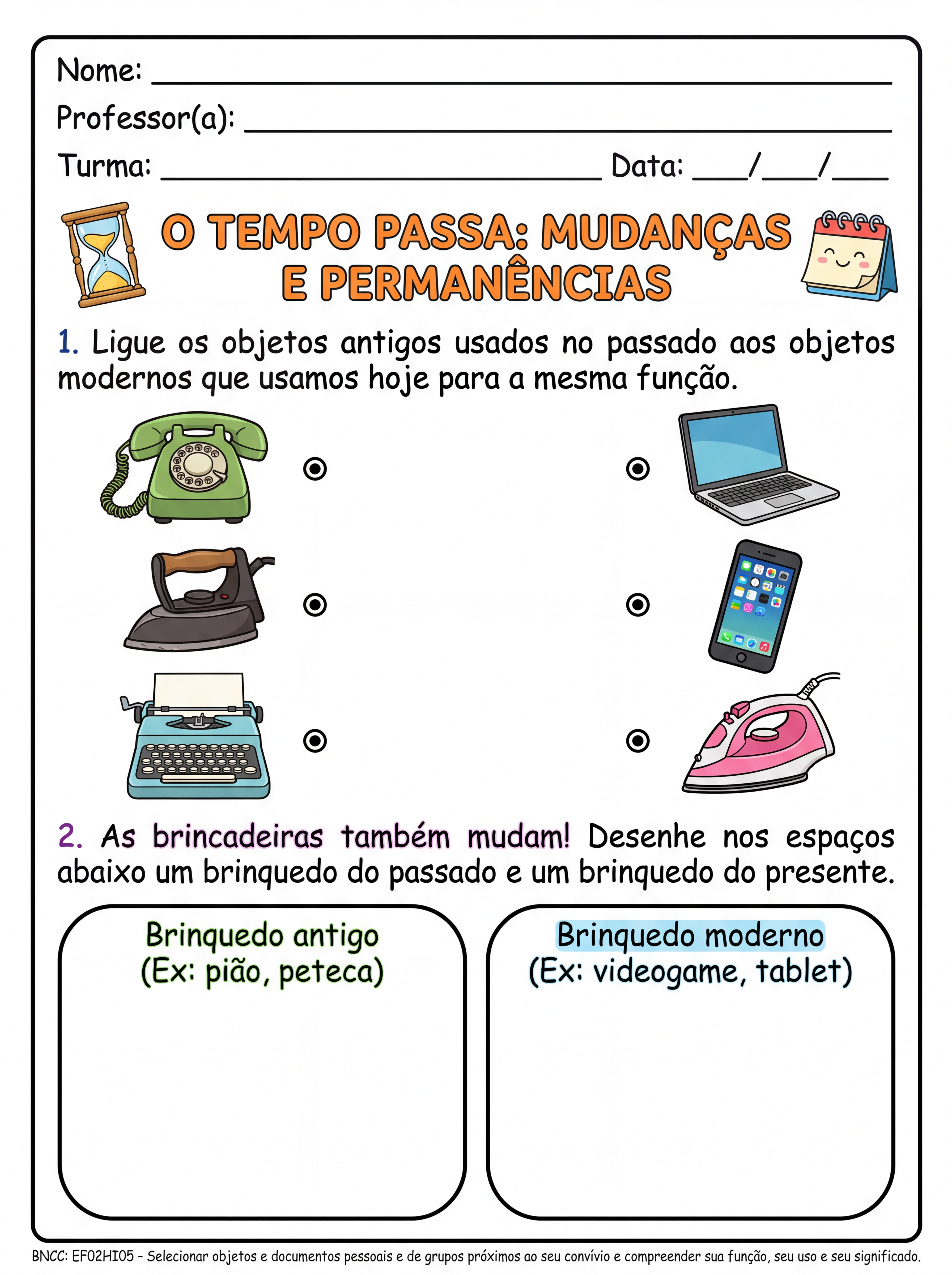 Atividade: Atividade sobre mudanças e permanência para 2°ano do fundamental 1