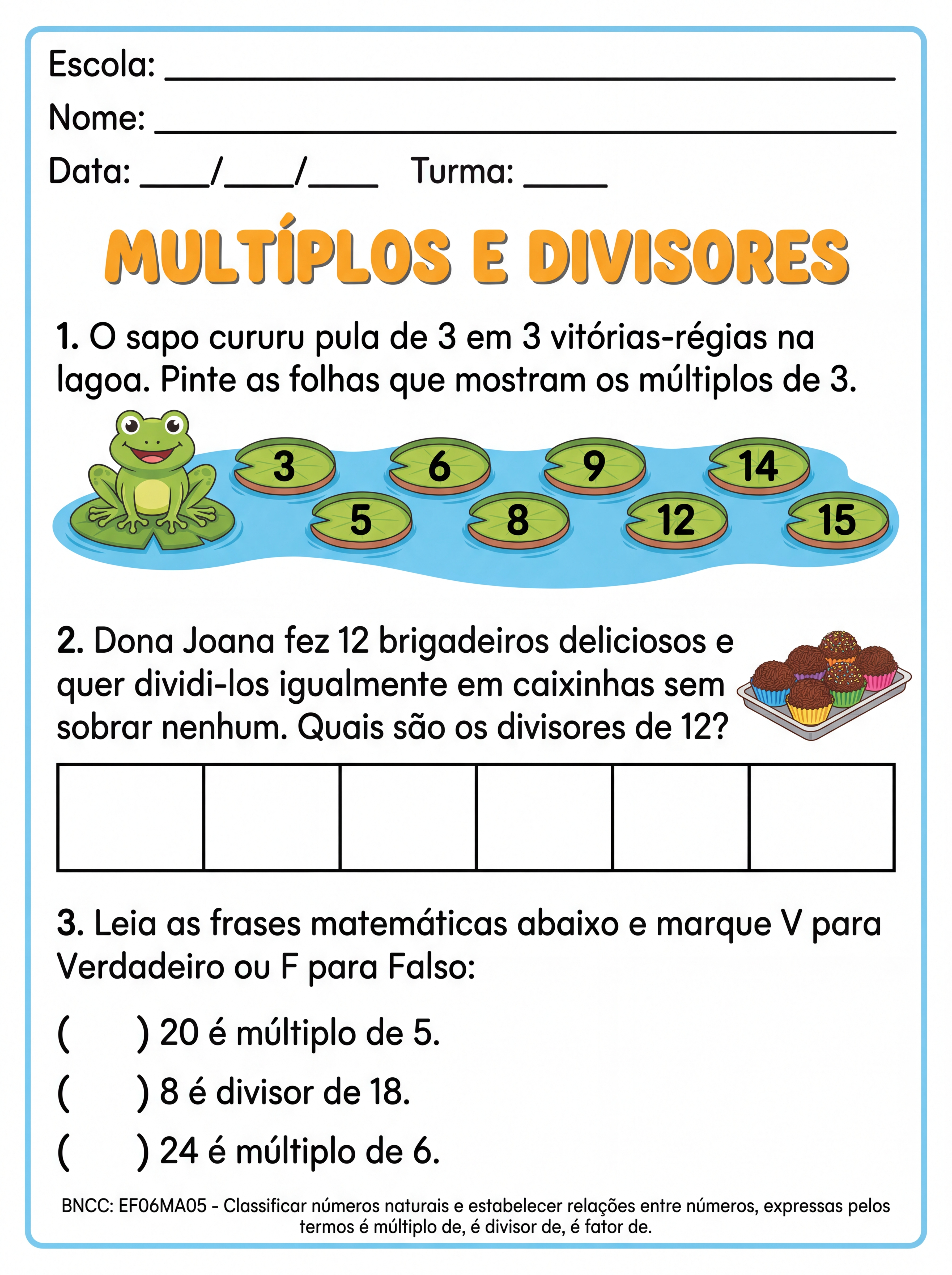 Atividade: multiplos e divisores