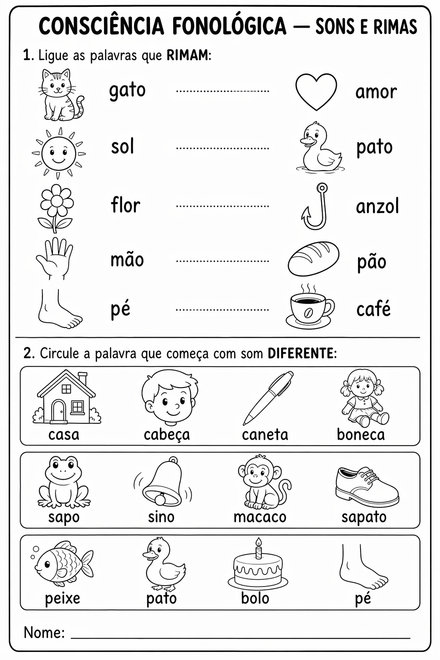 Consciência Fonológica — Sons e Rimas