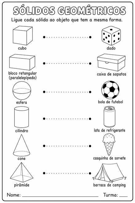Sólidos Geométricos — Ligue e Nomeie