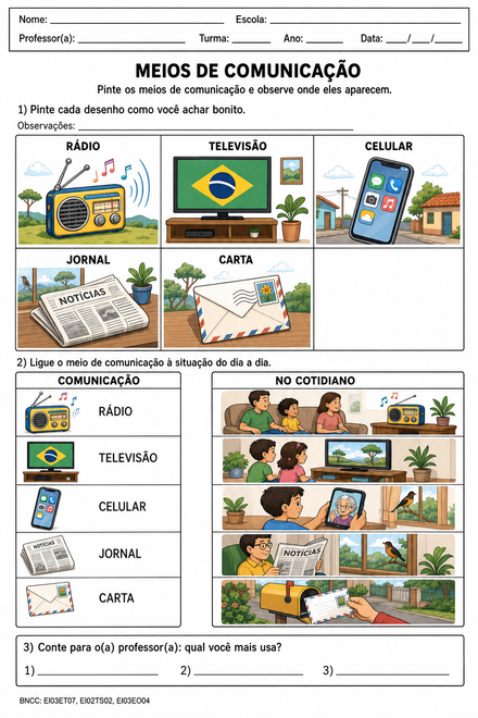Meios de Comunicação: Pintar e Identificar (Educa…