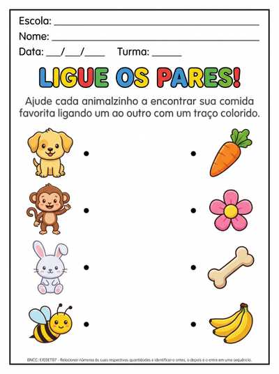 atividade correspondencia um a um educacçao infantil