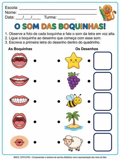 atividade observe as boquinhas fale os sons e ligue e ligue o desenho igual. e depois escreva a letra no quadrinho