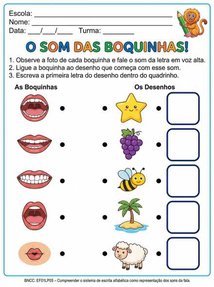 Atividade O som das boquinhas A E I O U