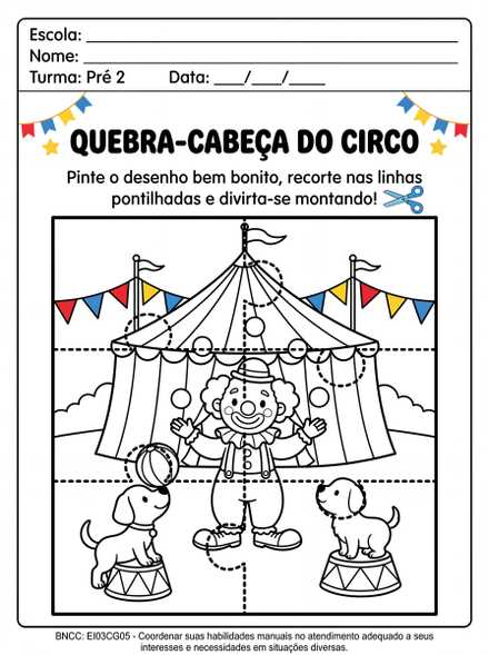 Quebra-cabeça do Circo para Pré 2