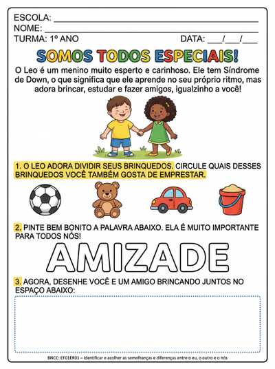 ATIVIDADES SOBRE A SÍNDROME DE DOWN PRIMEIRO ANO