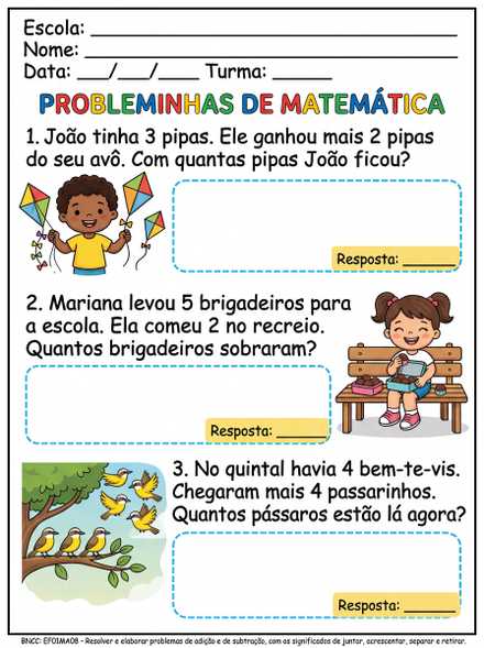 Probleminhas de Matemática 1º ano
