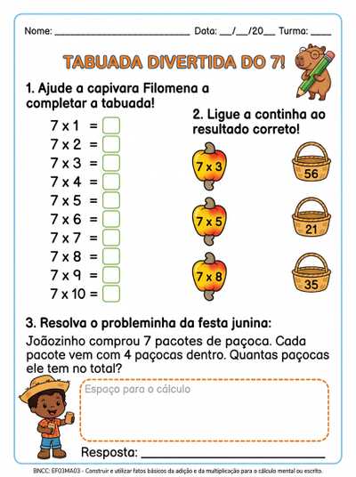 Tabuada divertida do 7