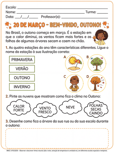 20 de Março – Início do Outono. As estações do ano e mudanças climáticas.