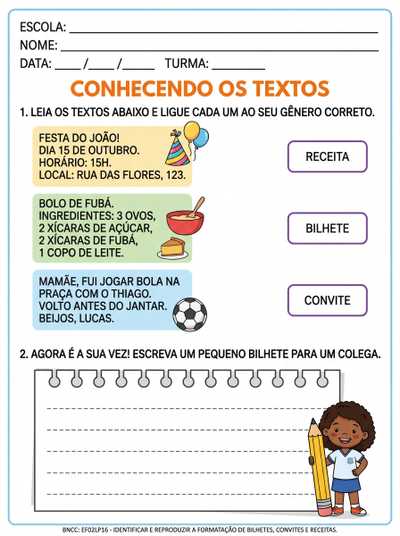 Gêneros textuais com letra bastão atividades para recomposição do 2 ano 4 ano .