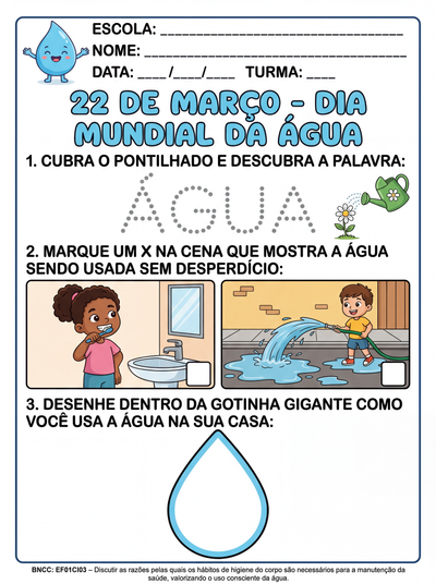 atividade dia da agua 1 ano fundamental
