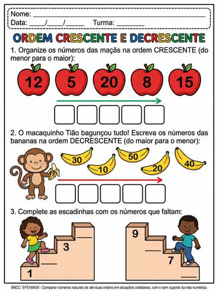 Atividade Ordem Crescente e Decrescente