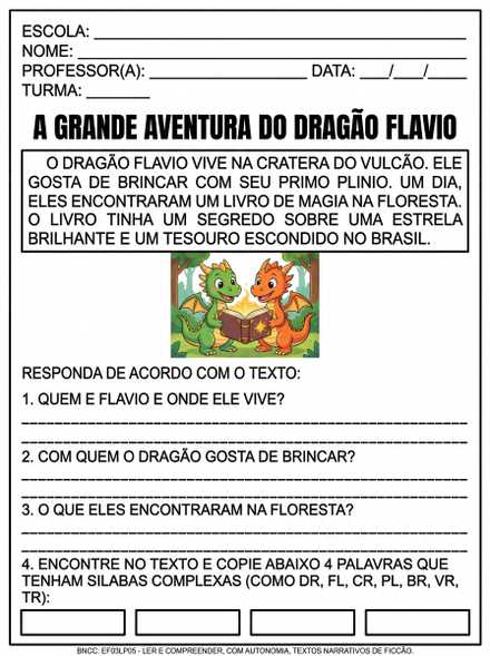Interpretação de texto A GRANDE AVENTURA DO DRAGÃ…