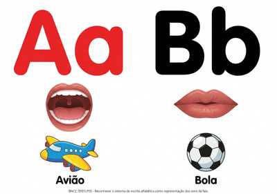Faça o alfabeto fônico com a boquinha que representa o som.
Letra em bastão maiúsculo e minúsculo.
2 letra por folha separada em 2 colunas , que caiba em toda a folha para impressão
Tire o cabeçalho, as letras pontilhados, o título.
Faça apenas as letras Aa, Bb com o desenho, na folha em formato paisagem
Pinte as vogais em vermelho e as consoantes em preto
Quero que faça assim com todas as letras do alfabeto
Faça a letra maior do que o desenho e mantenha o formato
Faça o mesmo com o restante do alfabeto