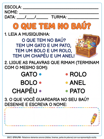 crie atividade com a musiquinha o que tem no baú
