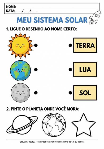 Atividade Meu Sistema Solar 3º ano