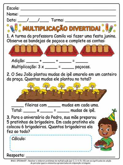 Atividade de Multiplicação 3ano fundamental