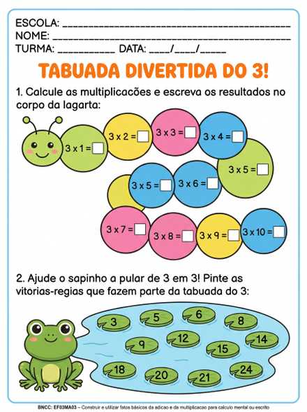 Tabuada divertida do 3