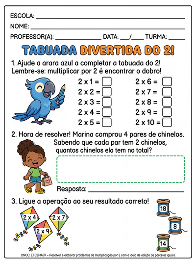Tabuada divertida do 2 