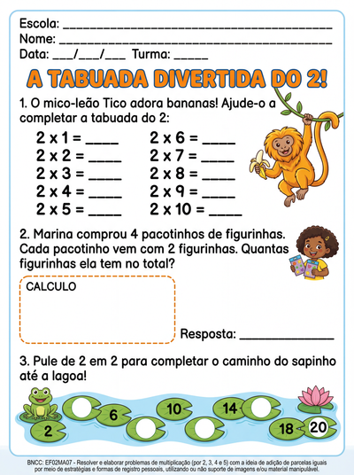 Tabuada divertida do 2