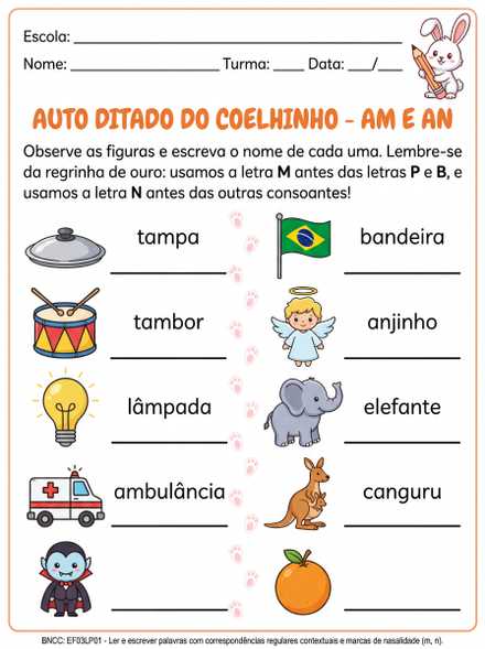 Auto ditado do coelhinho AM e AN