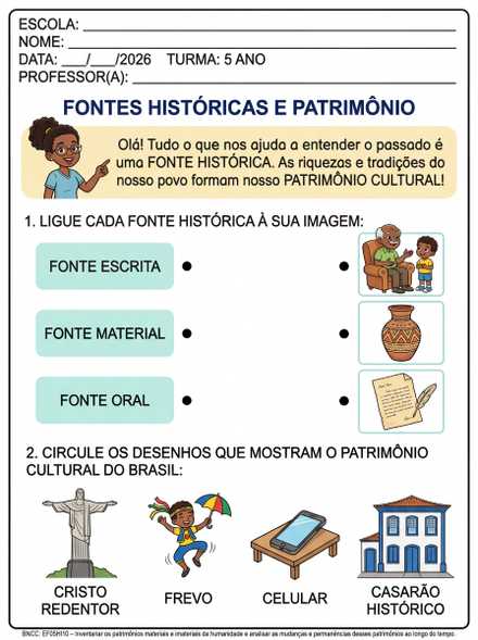 Fontes históricas e patrimônio cultural (5º ano T…