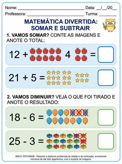 elabore uma atividade para aluno tea com adição e subtração sem reagrupamento com numerais até 30