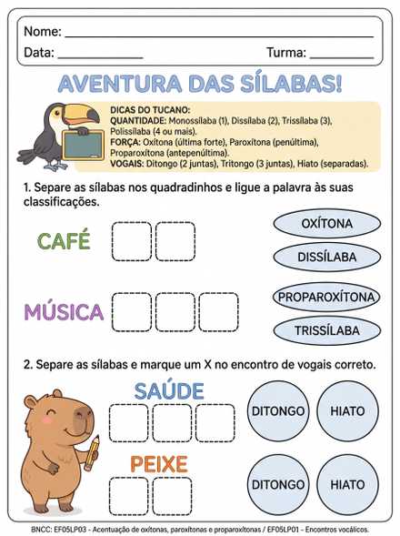 Aventura das Sílabas classificação e encontros vo…