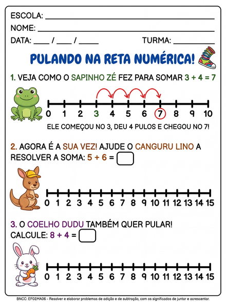 Pulando na reta numérica adição 2º ano
