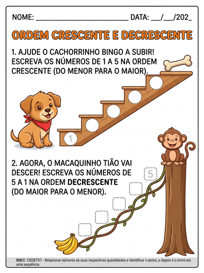 ordem crescente e decrescente educação infantil