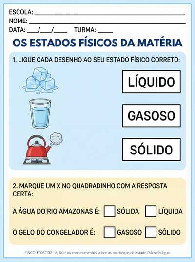 ATIVIDADE TEA 5ANO
SOBRE OS ESTADOS FÍSICOS DA MATÉRIA