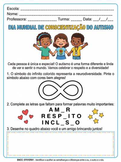 atividade sobre dia do autismo