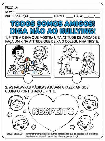 Atividade anti-bullying Todos Somos Amigos