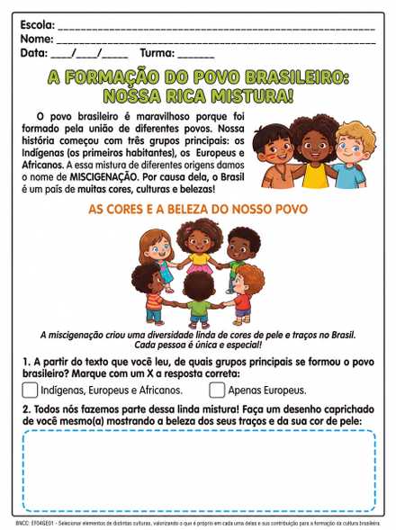 Formação do povo brasileiro e diversidade de cores