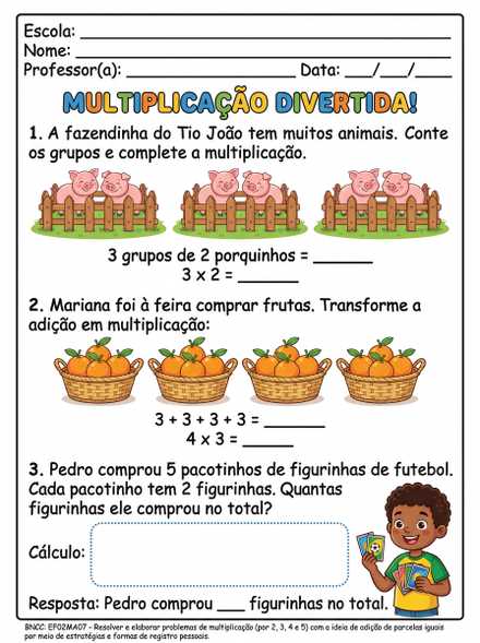 Atividades de multiplicação divertida 2º ano
