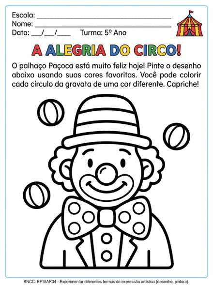 Atividade para Colorir A Alegria do Circo