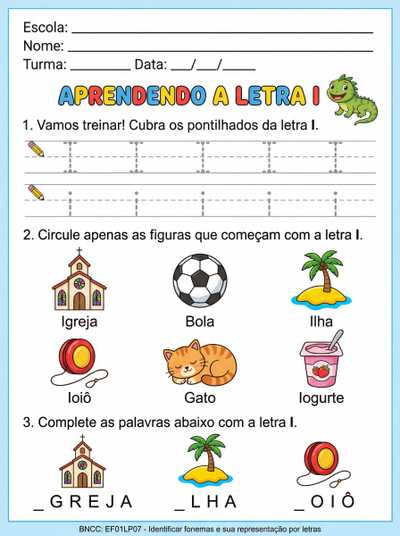 Atividade com a letra I