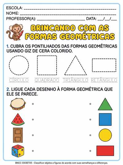Atividades com figuras geométricas pré 2