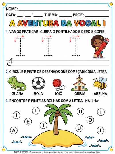 Atividade mais elaborada vogal I para pré 2