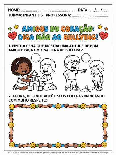 atividade sobre o bullying com atividade fácil para o infantil 5