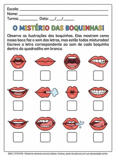 Alfabeto fonico somente com as boquinhas e a ordem do alfabeto mudar.