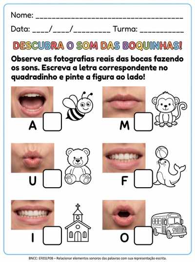 Boca de verdade para o alfabeto fonico e em ordem diferente