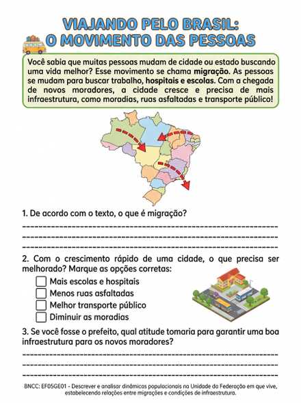 Atividade sobre migração e infraestrutura no Bras…