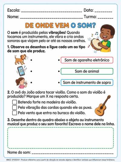 ● De onde vem o som; ciencias para 3 ano do ensino fundamental