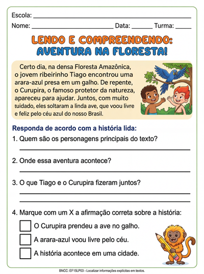 Interpretação de texto para 4º ano